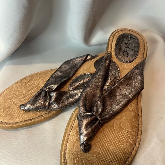 BOC Silver Sandals with Metallic Straps and Cork Sole - Picture 1 of 7